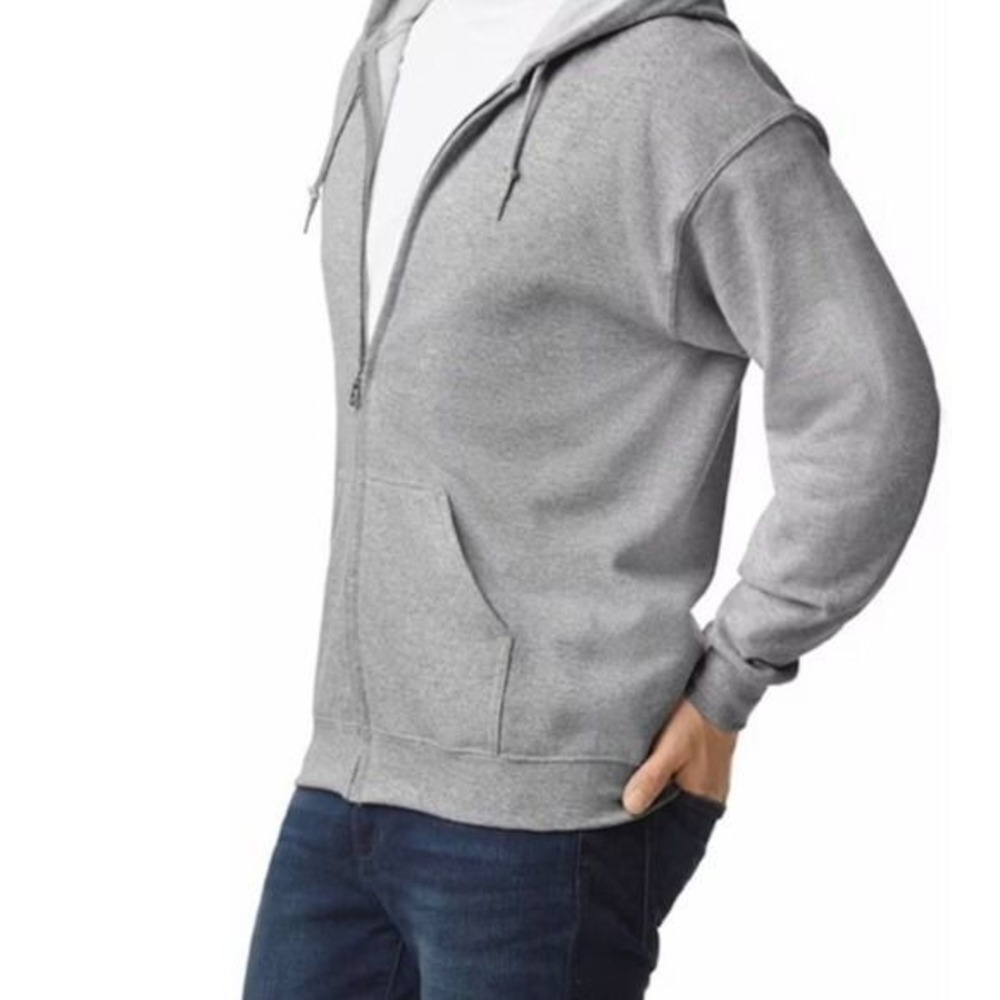 The Basic Men's Grey Zip‎ Up Hoodie Small